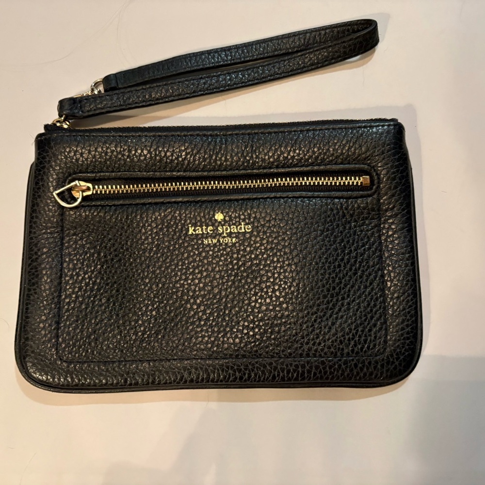 Kate Spade Black Pebbled Leather Wristlet